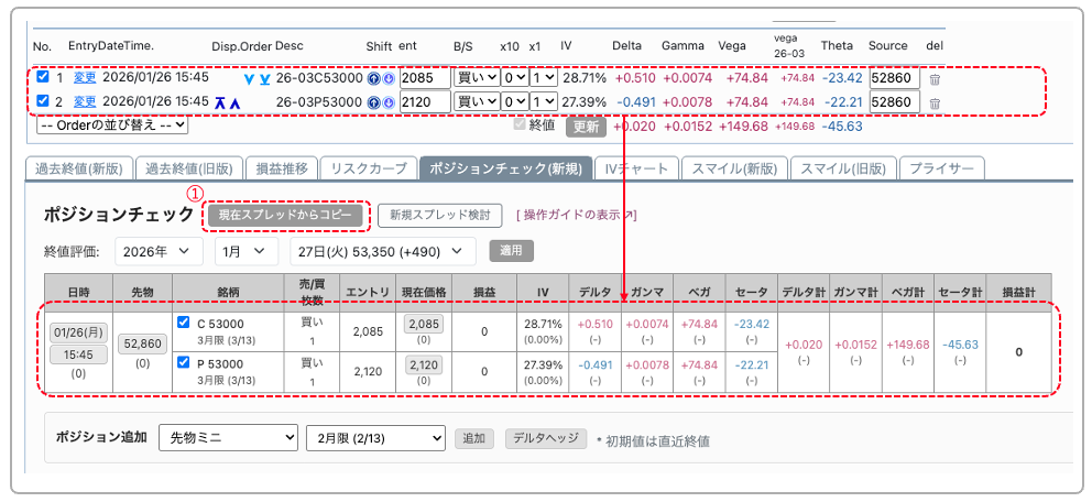 現在スプレッドからコピー直後